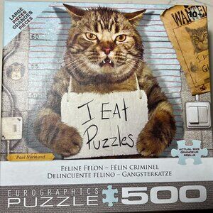 Feline Felon "I EAT PUZZLES" by Paul Normand 500 Pc.